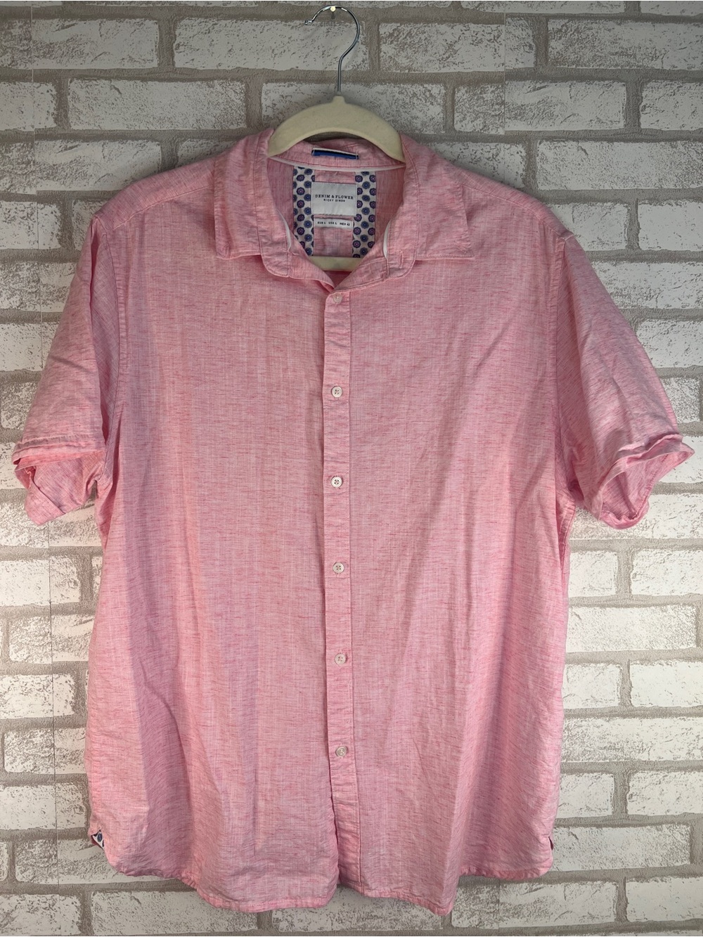 Denim & Flower Lightweight Pink Short-Sleeve Button-Down Shirt
